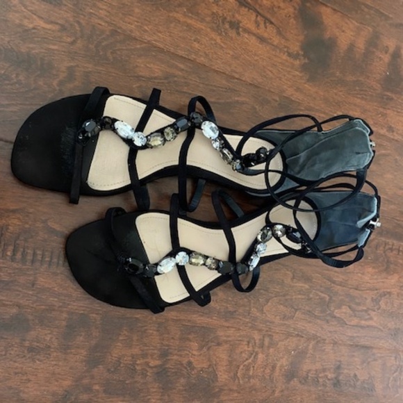 Schutz Gem Embellished Gladiator Flat Sandals Size 8 - Picture 2 of 14